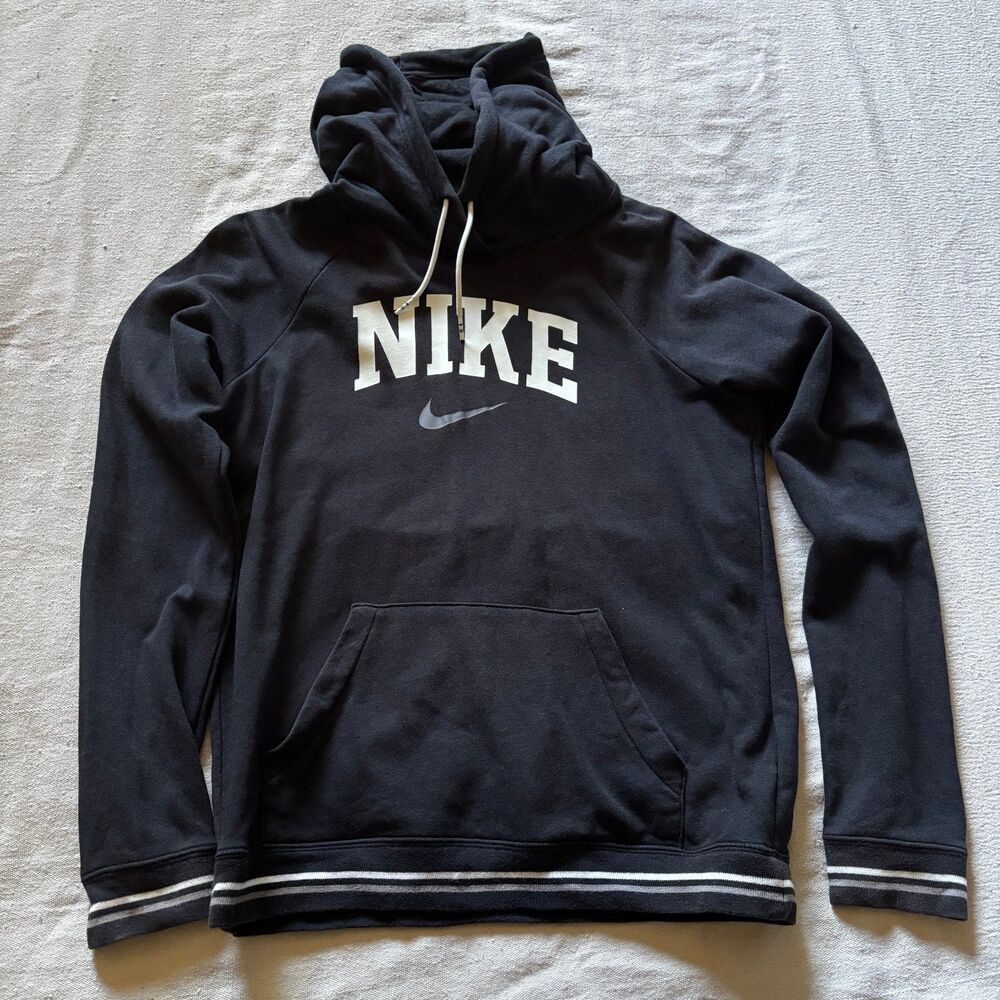 Nike Women's Extra Small Black Graphic Pullover Hoodie – Striped Trim